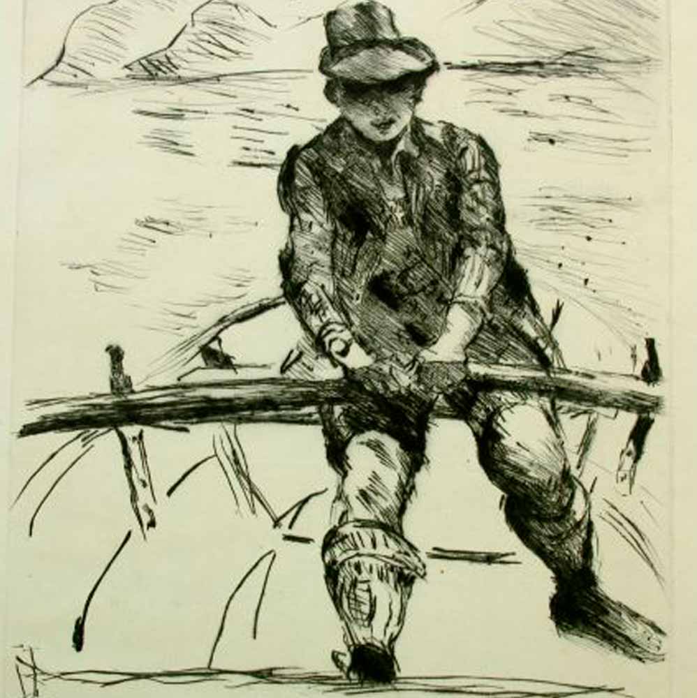 Lovis Corinth - Sohn Thomas rudert auf dem Walchensee